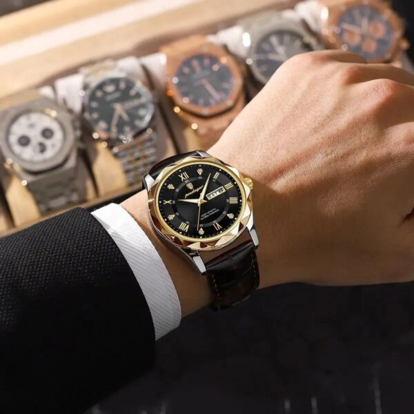 Luxury Poedagar Quartz Watch With Leather Strap for Men Fashion - Image 5