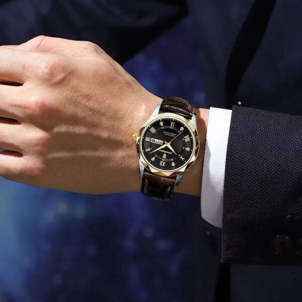 Luxury Poedagar Quartz Watch With Leather Strap for Men Fashion - Image 6