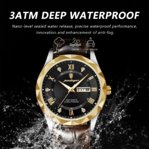 Luxury Poedagar Quartz Watch With Leather Strap for Men Fashion