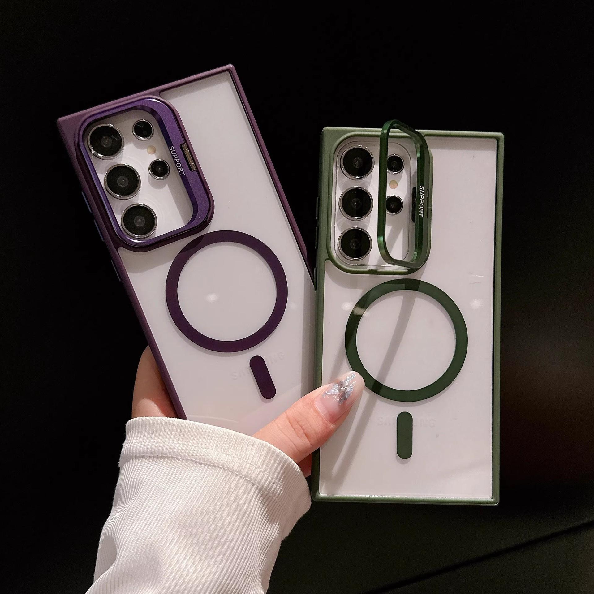 Metal Lens Holder Magnetic Transparent Phone case for Samsung - Image 2