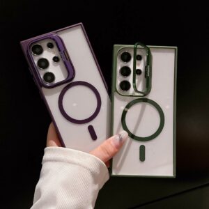 Metal Lens Holder Magnetic Transparent Phone case for Samsung