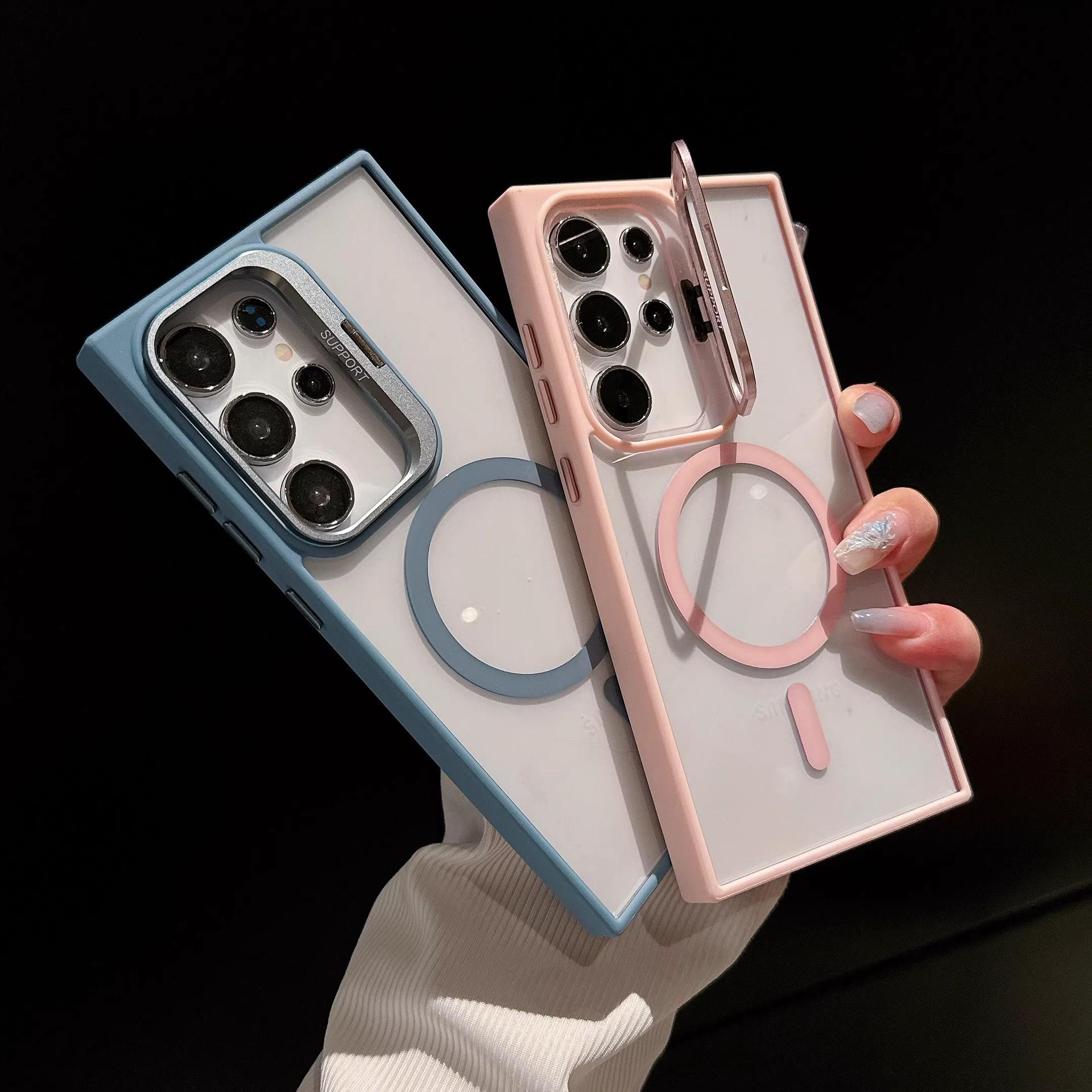 Metal Lens Holder Magnetic Transparent Phone case for Samsung - Image 3