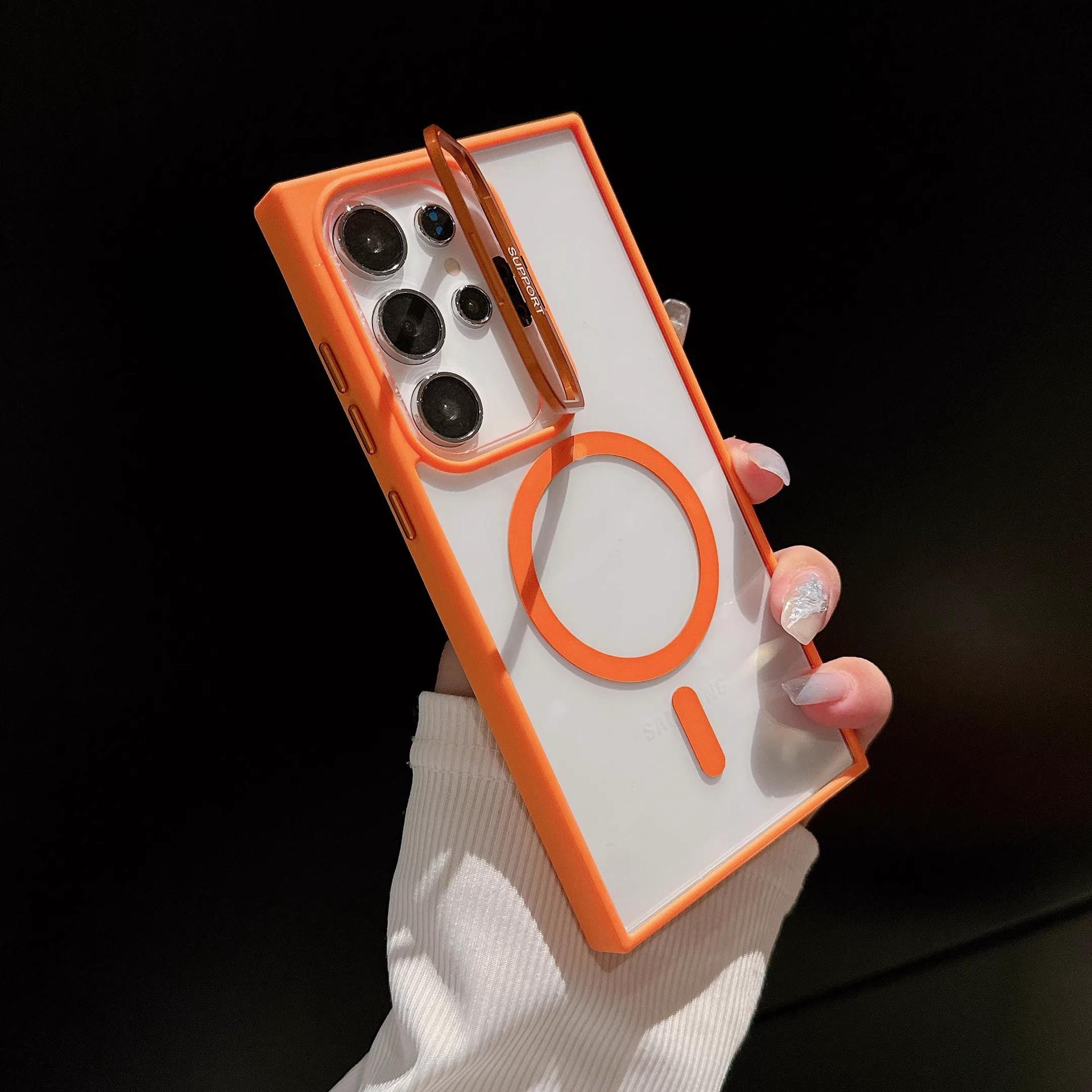 Metal Lens Holder Magnetic Transparent Phone case for Samsung - Image 4