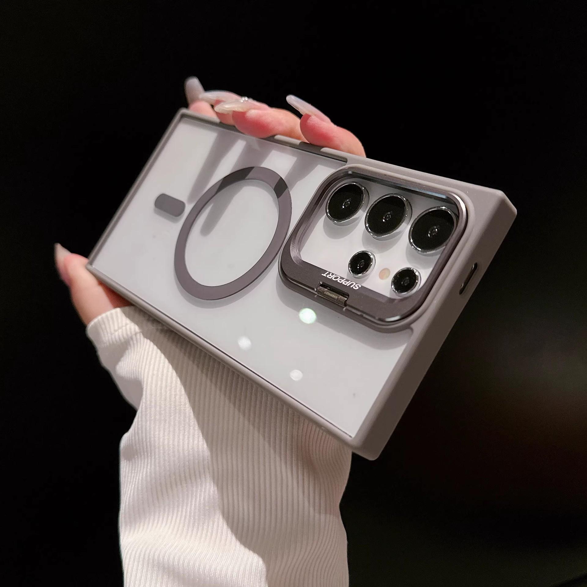 Metal Lens Holder Magnetic Transparent Phone case for Samsung - Image 5