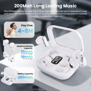 2 in 1 Clip on in Ear bluetooth Earphone (Black Color)