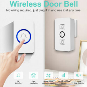 Smart Wireless Doorbell Home Welcome Door Bell 61 Songs Melodies Level 4 Volume Patient Elderly Pager US EU Plug Optional