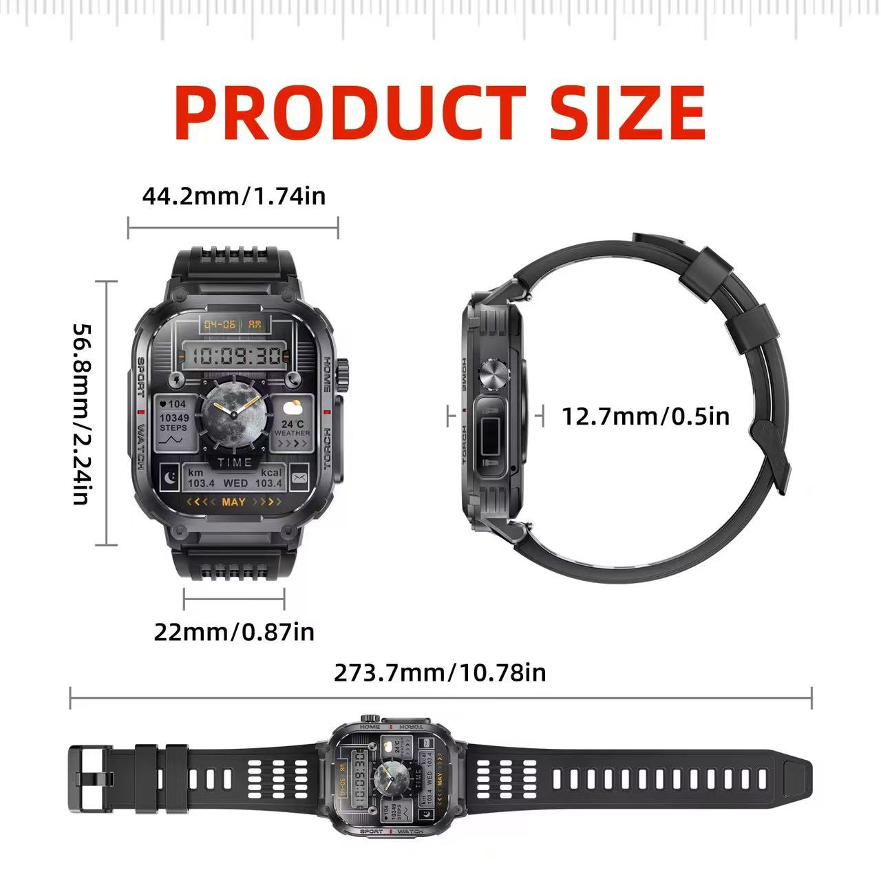 S320B Smartwatch with LED Lighting Function Compass 2.02 Inch TFT Sports Outdoor Fitness Band Music Control - Image 4
