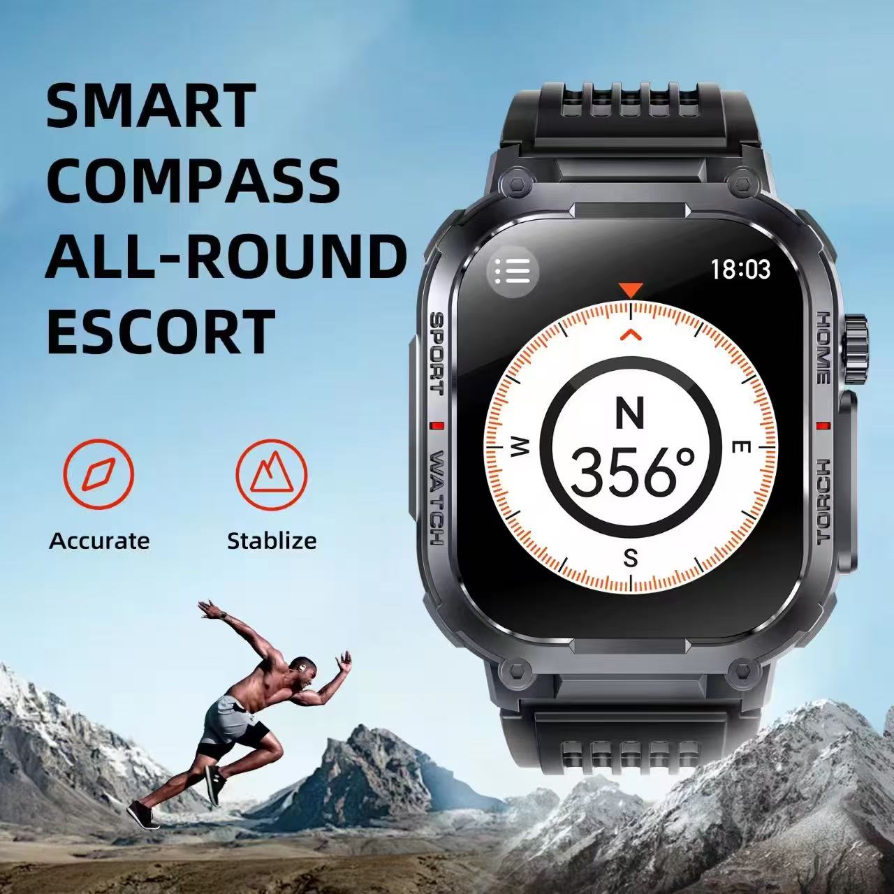 S320B Smartwatch with LED Lighting Function Compass 2.02 Inch TFT Sports Outdoor Fitness Band Music Control - Image 5