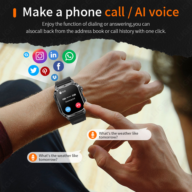 Smart Watch for Men 2.01-Inch Display BTCall 100+ Sports Modes Answer Call Sleep Tracker IP68 Wristband Watch - Image 6